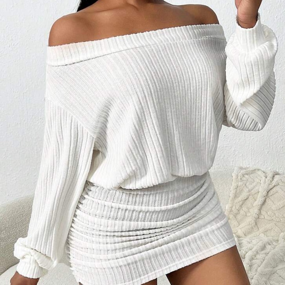 SHEIN Off-Shoulder White Dress